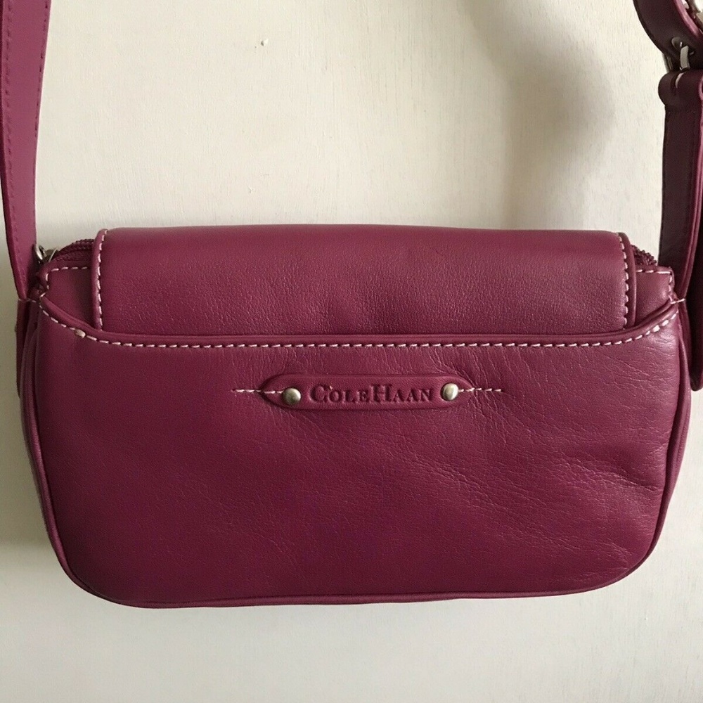 COLE HAAN Small Magenta Leather Crossbody Bag - Picture 5 of 8